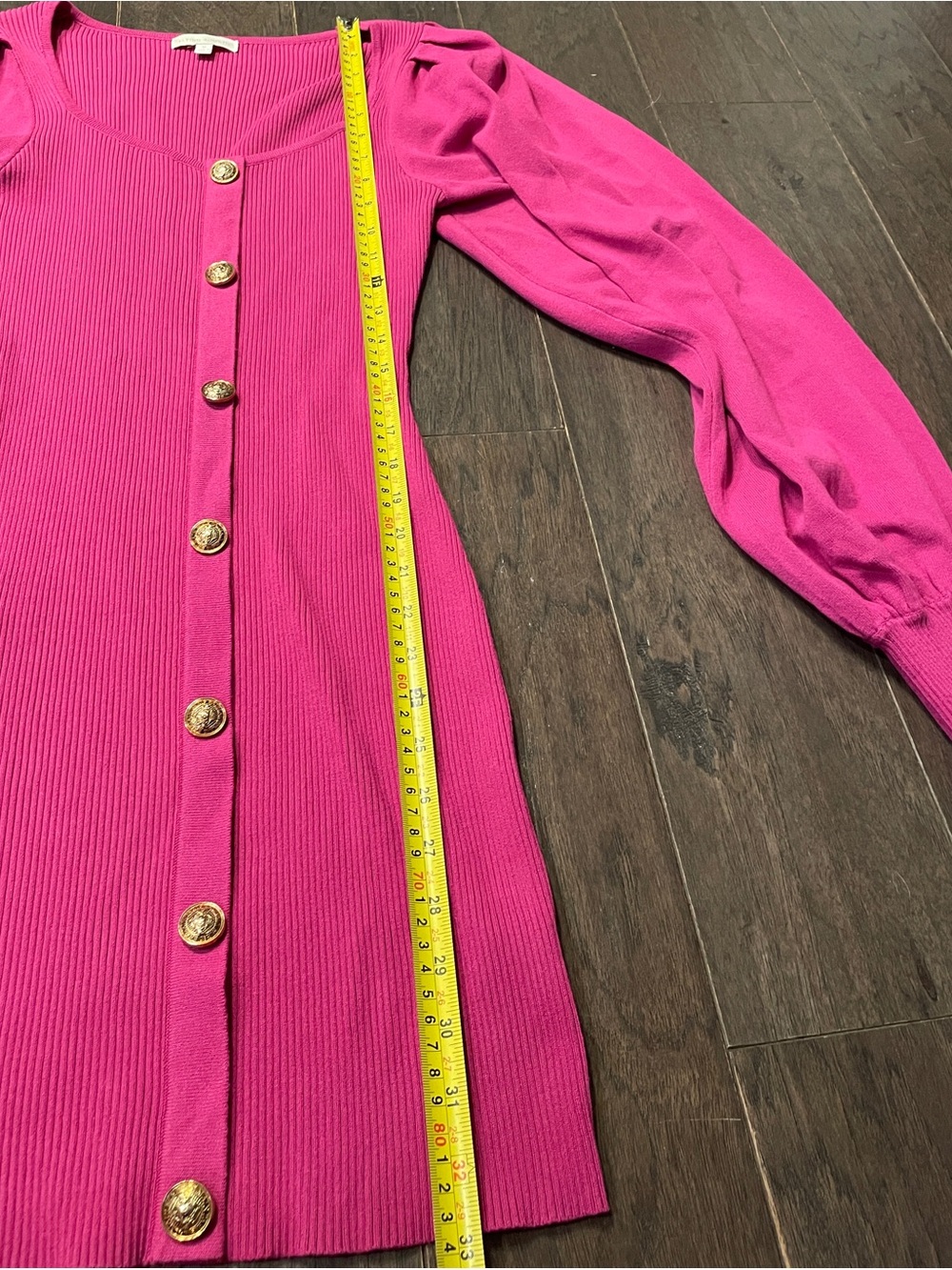 Flying Tomato Knit Holding It Down Sweater Mini Dress Hot Pink Puff Sleeve M - Picture 7 of 9
